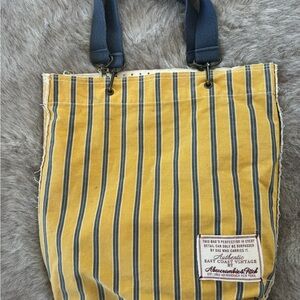 Abercrombie & Fitch Yellow and Blue Striped Tote